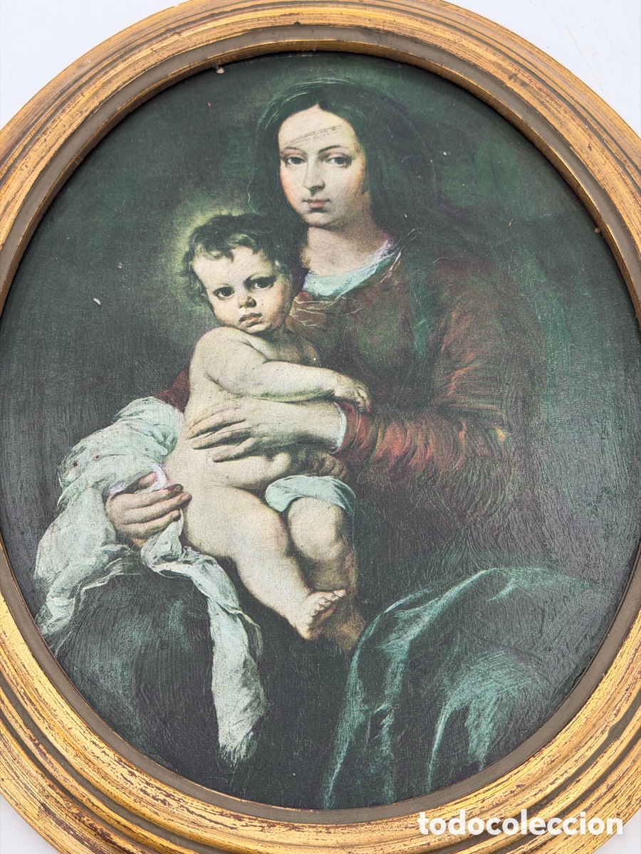 Antig&uuml;edades: Marco Dorado con L&aacute;mina Religiosa - Foto 4