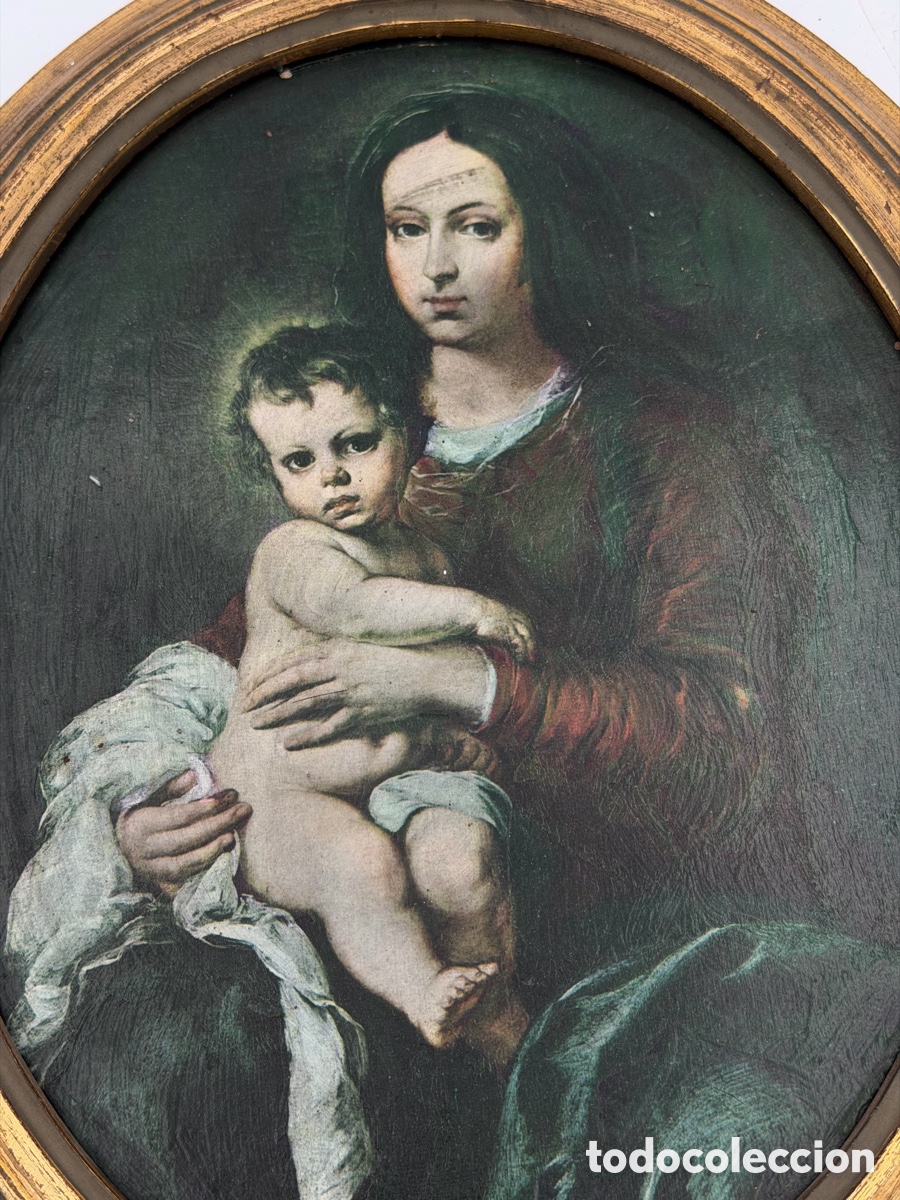 Antig&uuml;edades: Marco Dorado con L&aacute;mina Religiosa - Foto 5