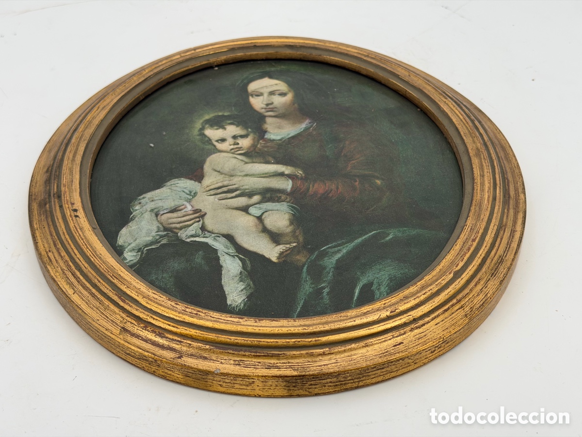 Antig&uuml;edades: Marco Dorado con L&aacute;mina Religiosa - Foto 6