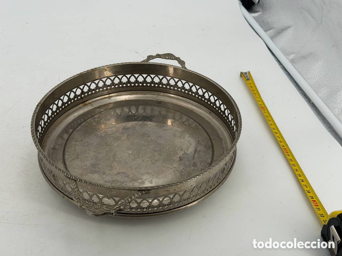 Antig&uuml;edades: Antigua Bandeja Redonda - Foto 8