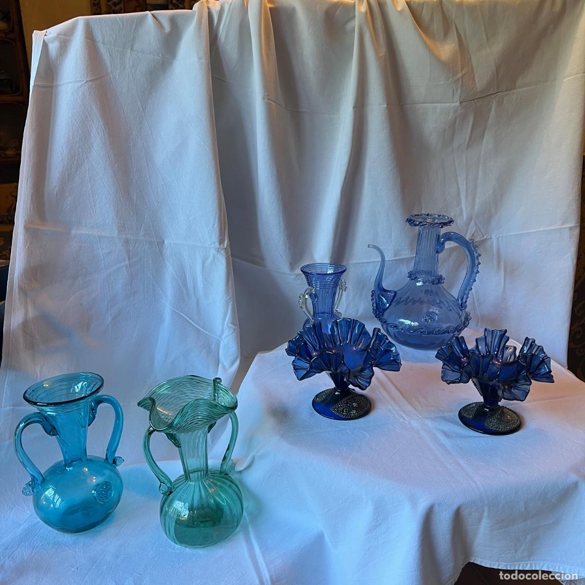 Antig&uuml;edades: Magn&iacute;fico Lote de 6 Piezas de Vidrio Soplado Mallorqu&iacute;n - Estilo Gordiola / Murano - Siglo XX