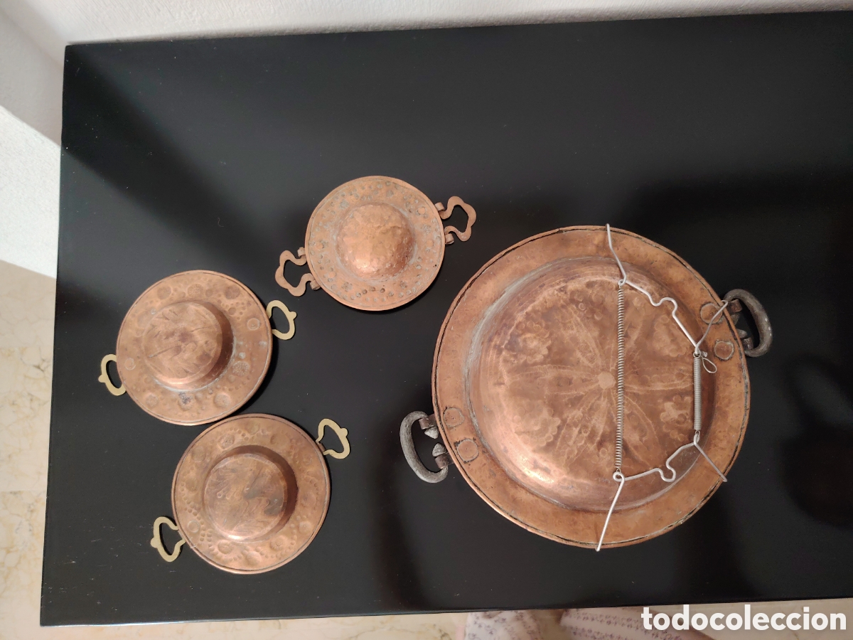 Antig&uuml;edades: 4 antiguos braseritos de cobre - Foto 6