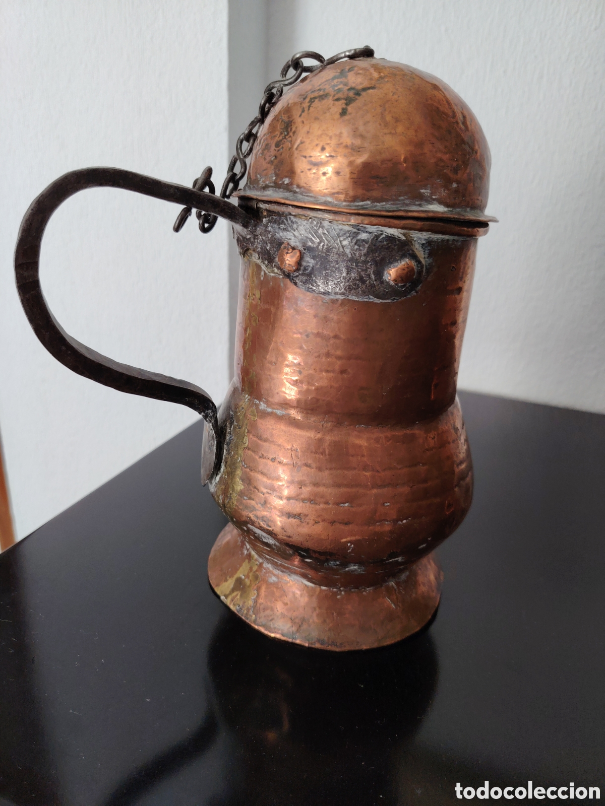 Antig&uuml;edades: Antiguo c&aacute;ntaro y chocolatera de cobre - Foto 4