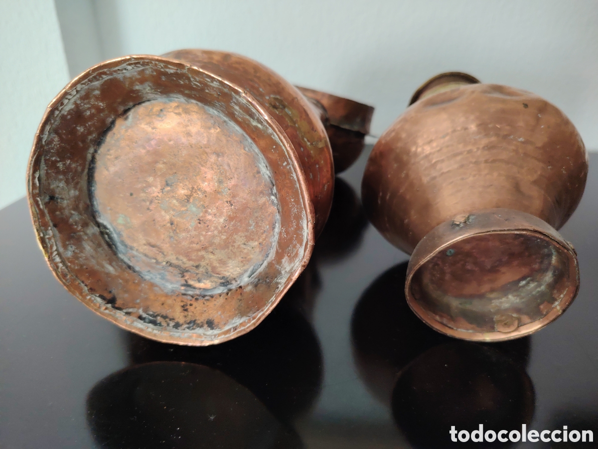 Antig&uuml;edades: Antiguo c&aacute;ntaro y chocolatera de cobre - Foto 5
