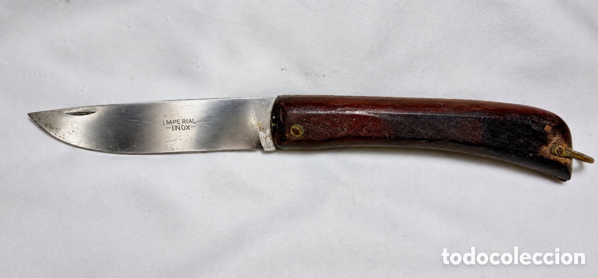 Antig&uuml;edades: Navaja vintage de bolsillo mango de madera