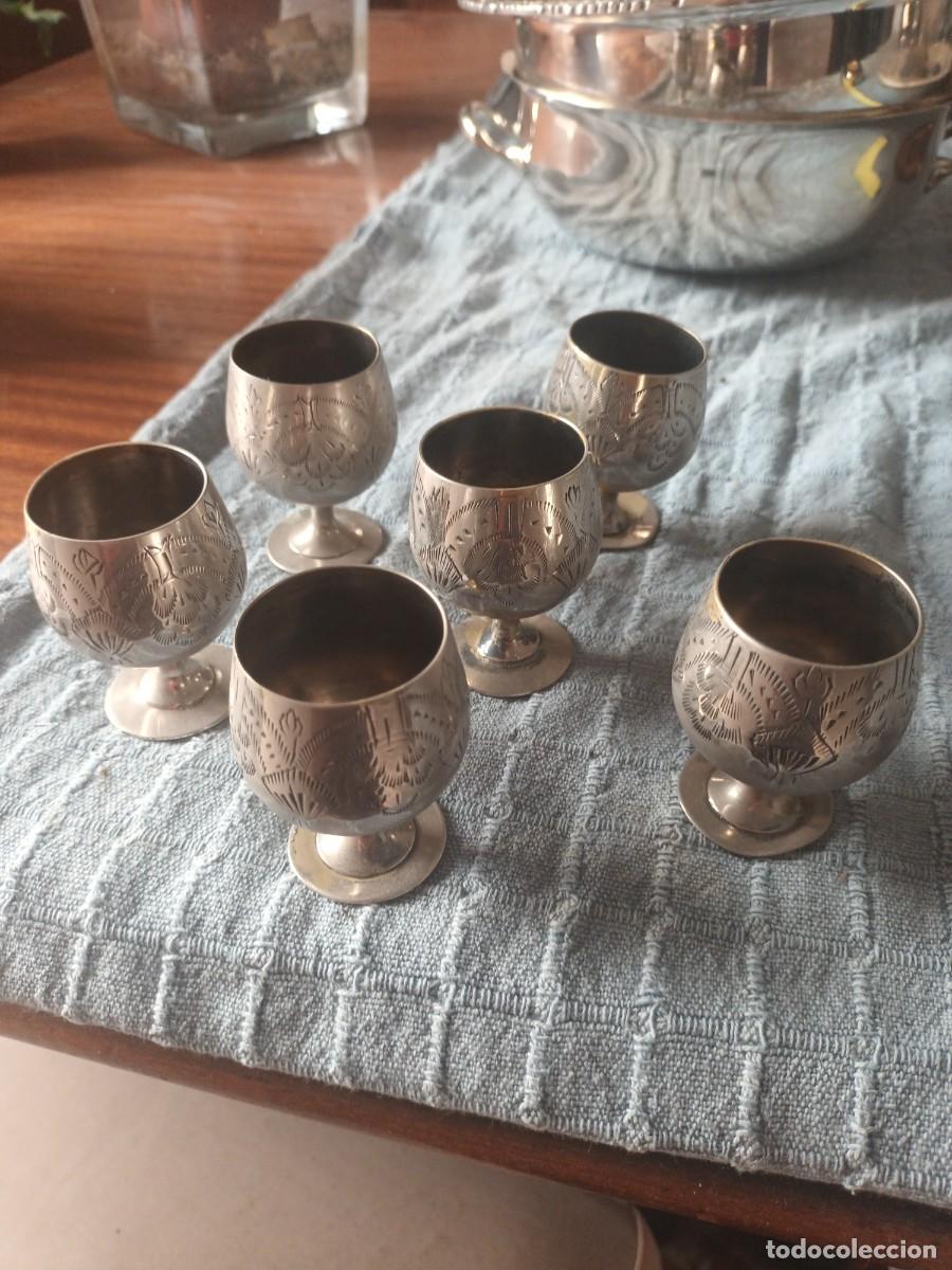 Antig&uuml;edades: SEIS COPAS DE LICOR DE ALPACA. 5,5 CMS. - Foto 3