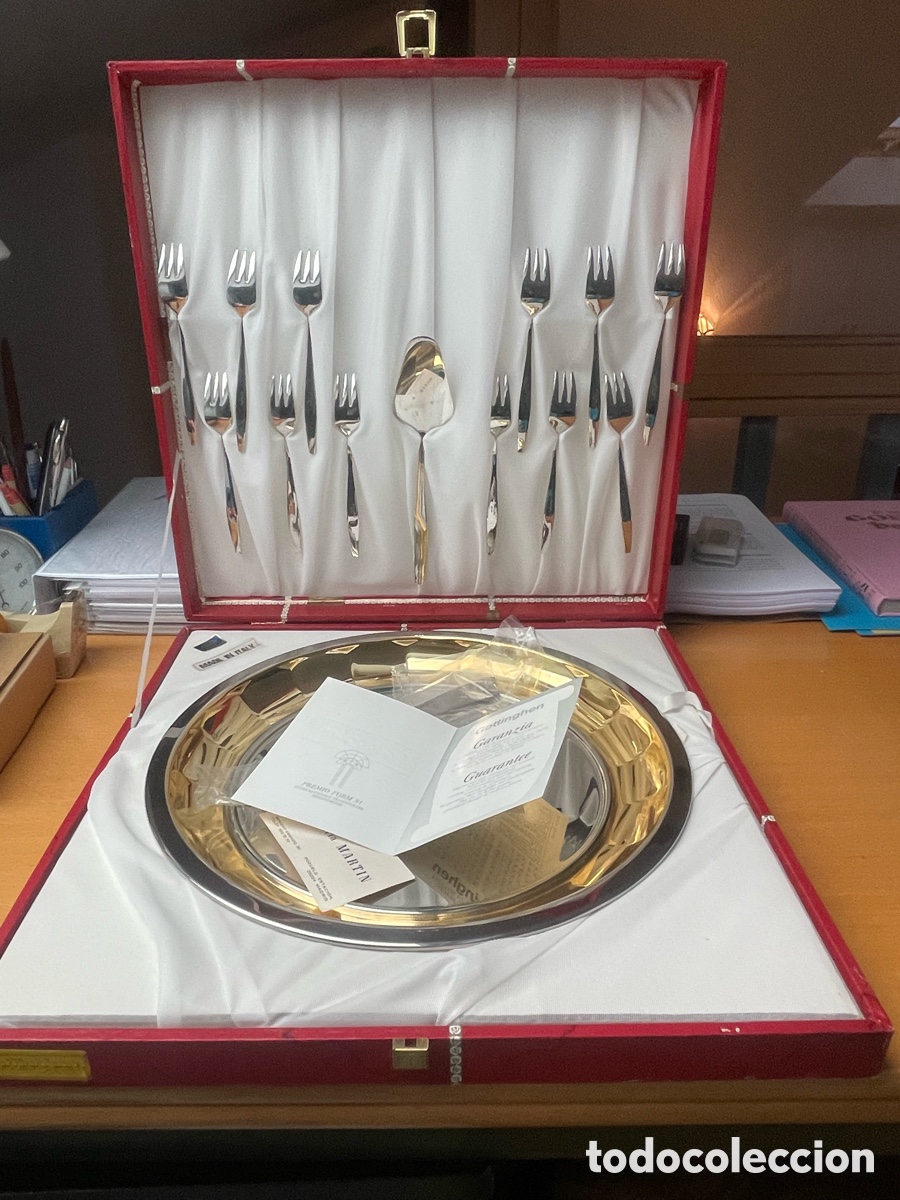 Antig&uuml;edades: Servicio de postre Gottinghen &ndash; Acero 18/10 con ba&ntilde;o de oro 24K