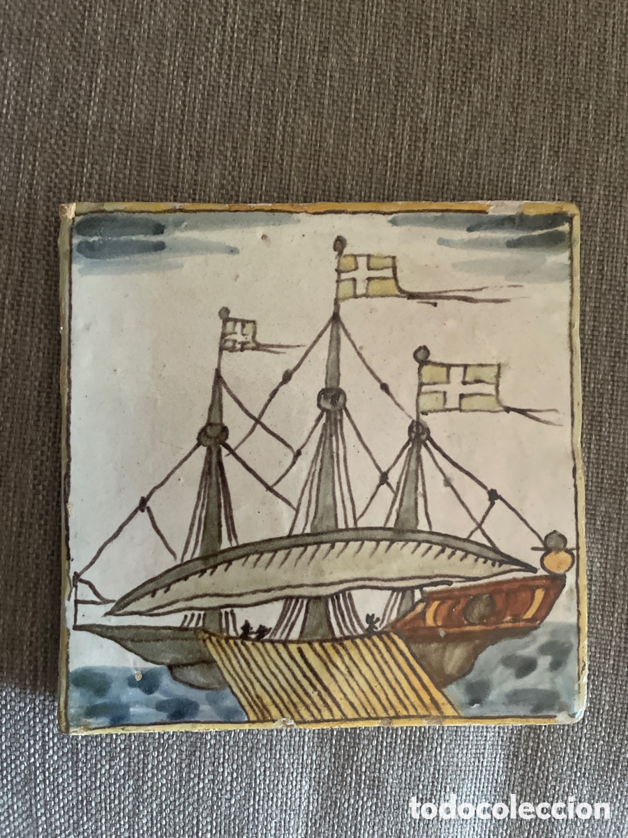 Antig&uuml;edades: Azulejo catalan de arts i oficis del siglo xviiiGalera