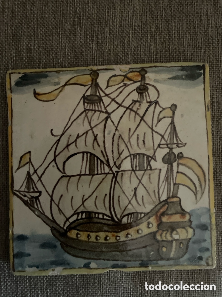Antig&uuml;edades: Azulejo catalan de artes y oficios del siglo xviii una Fragata