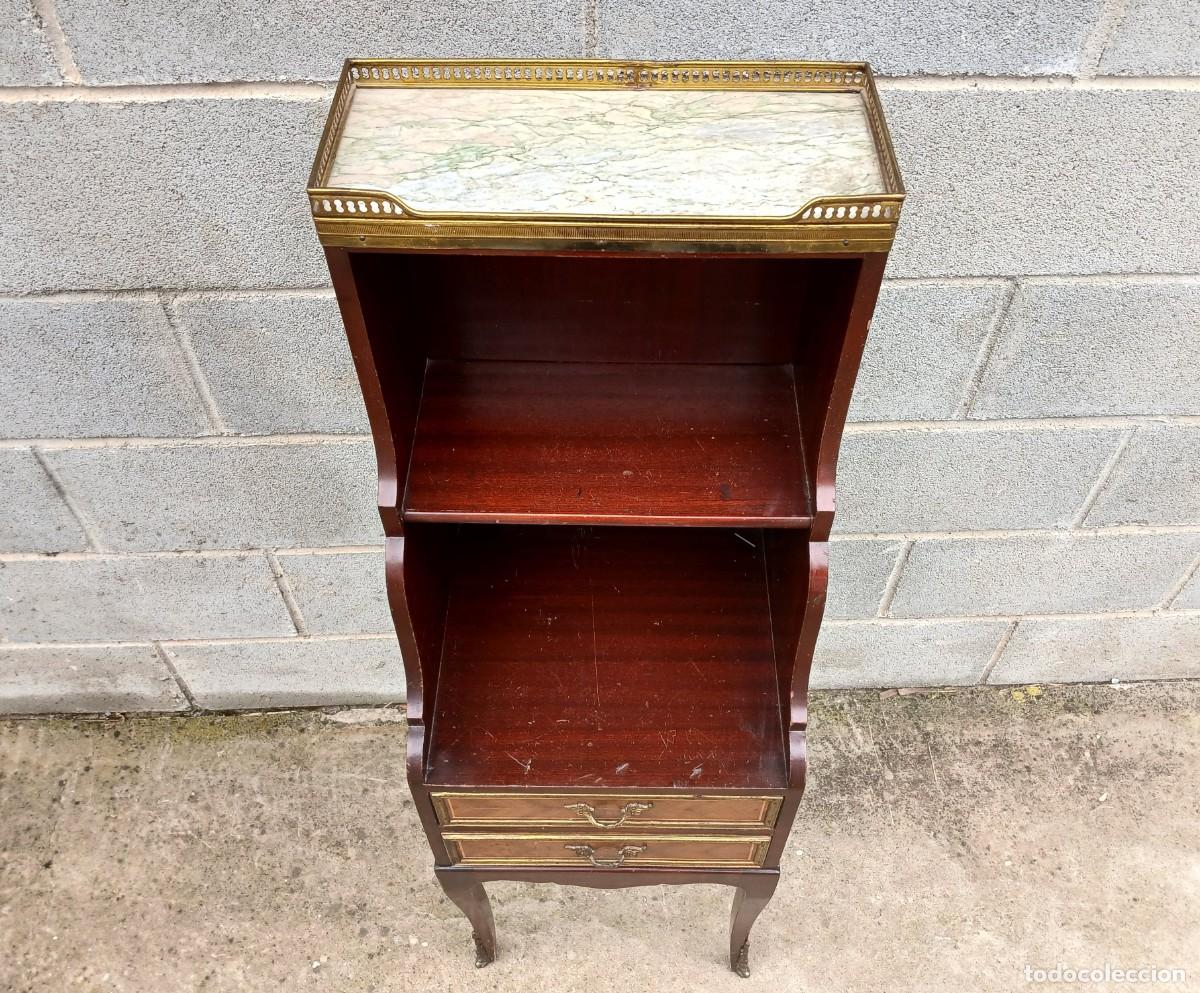Antig&uuml;edades: Mueble auxiliar antiguo estilo Luis XV. Mesa Mesita Auxiliar noche dormitorio vintage Isabelino. - Foto 6