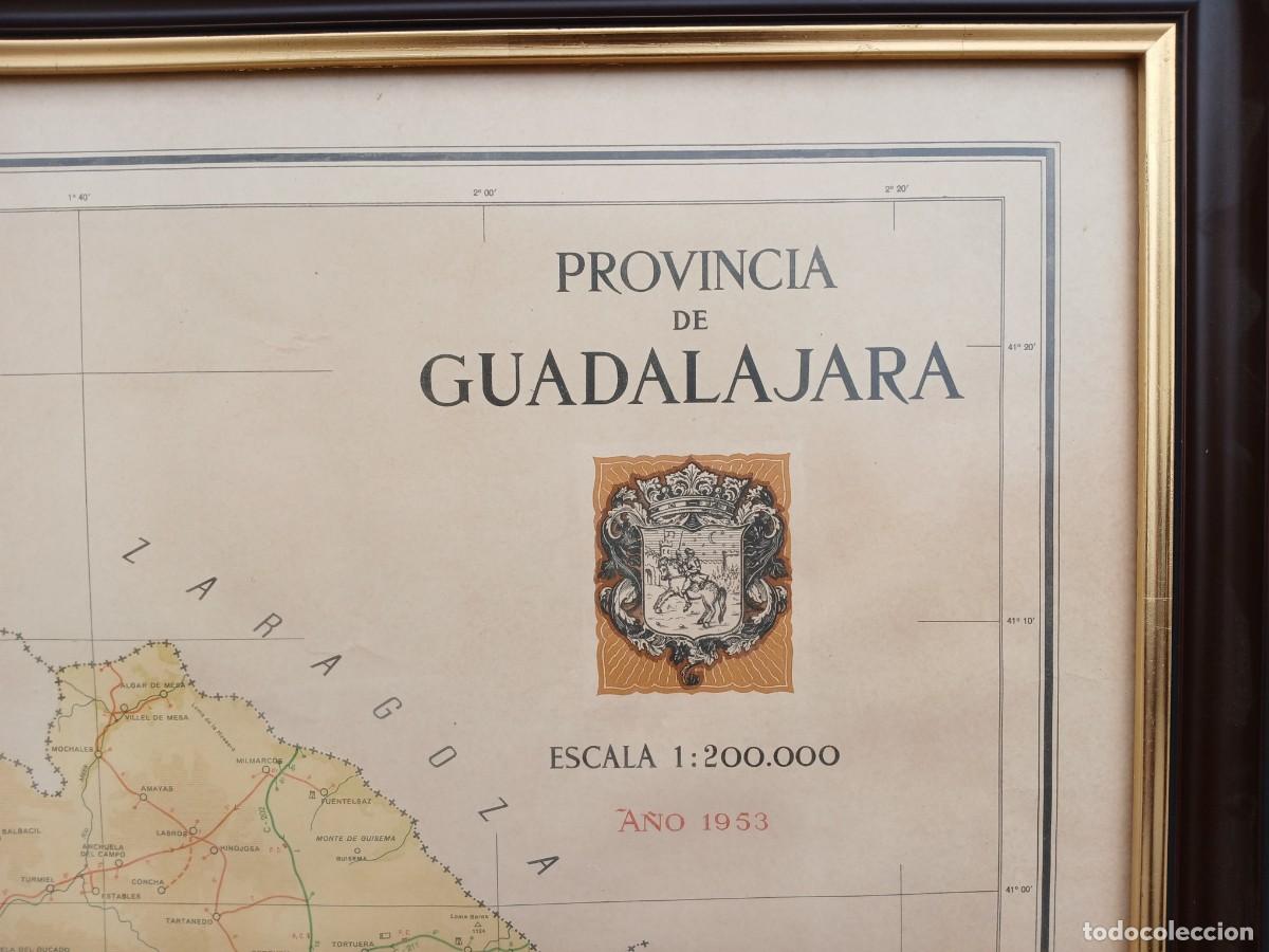 Antig&uuml;edades: Cuadro antiguo con Mapa antiguo provincia de Guadalajara 1953 Ministerio p&uacute;blico (118 cm). - Foto 5