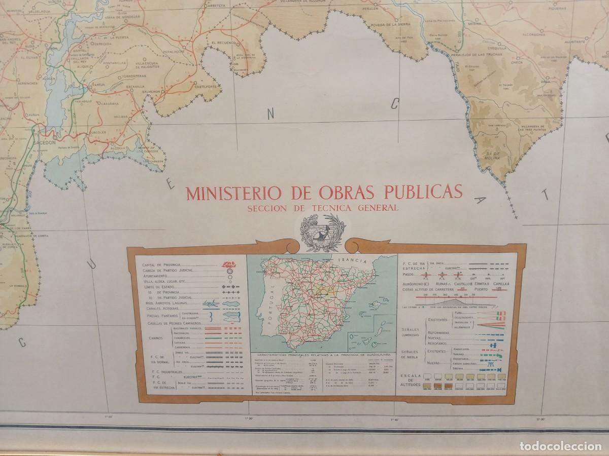 Antig&uuml;edades: Cuadro antiguo con Mapa antiguo provincia de Guadalajara 1953 Ministerio p&uacute;blico (118 cm). - Foto 6