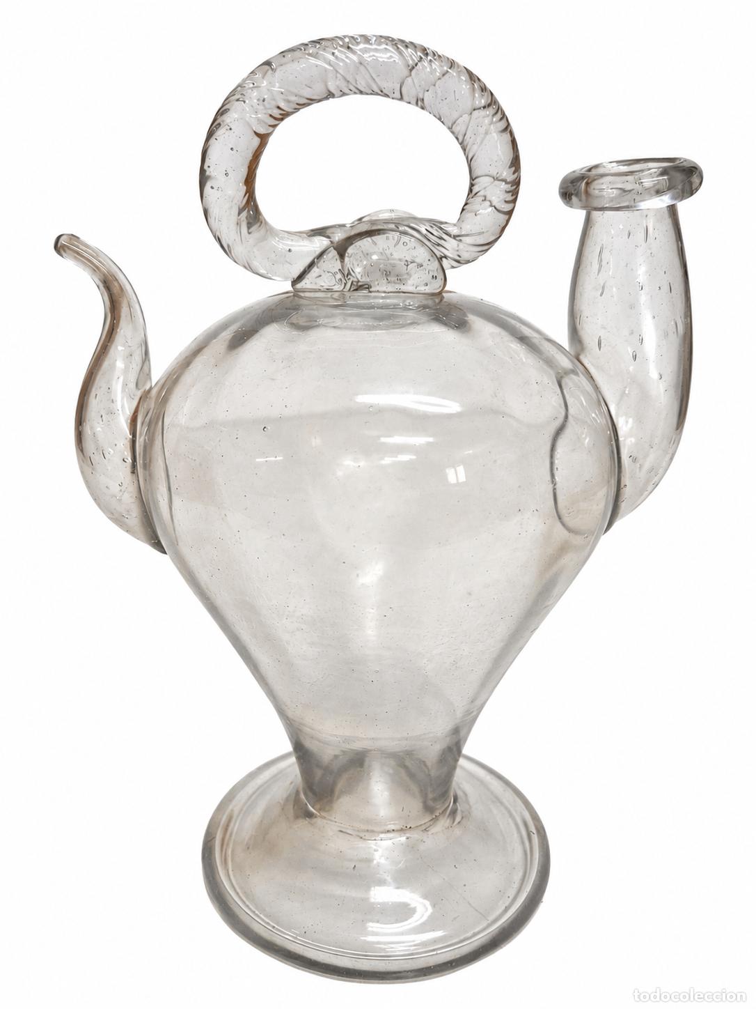 Antig&uuml;edades: Botijo ​​Catal&aacute;n Antiguo - Cristal Soplado - Altura 30 cm - S.XIX