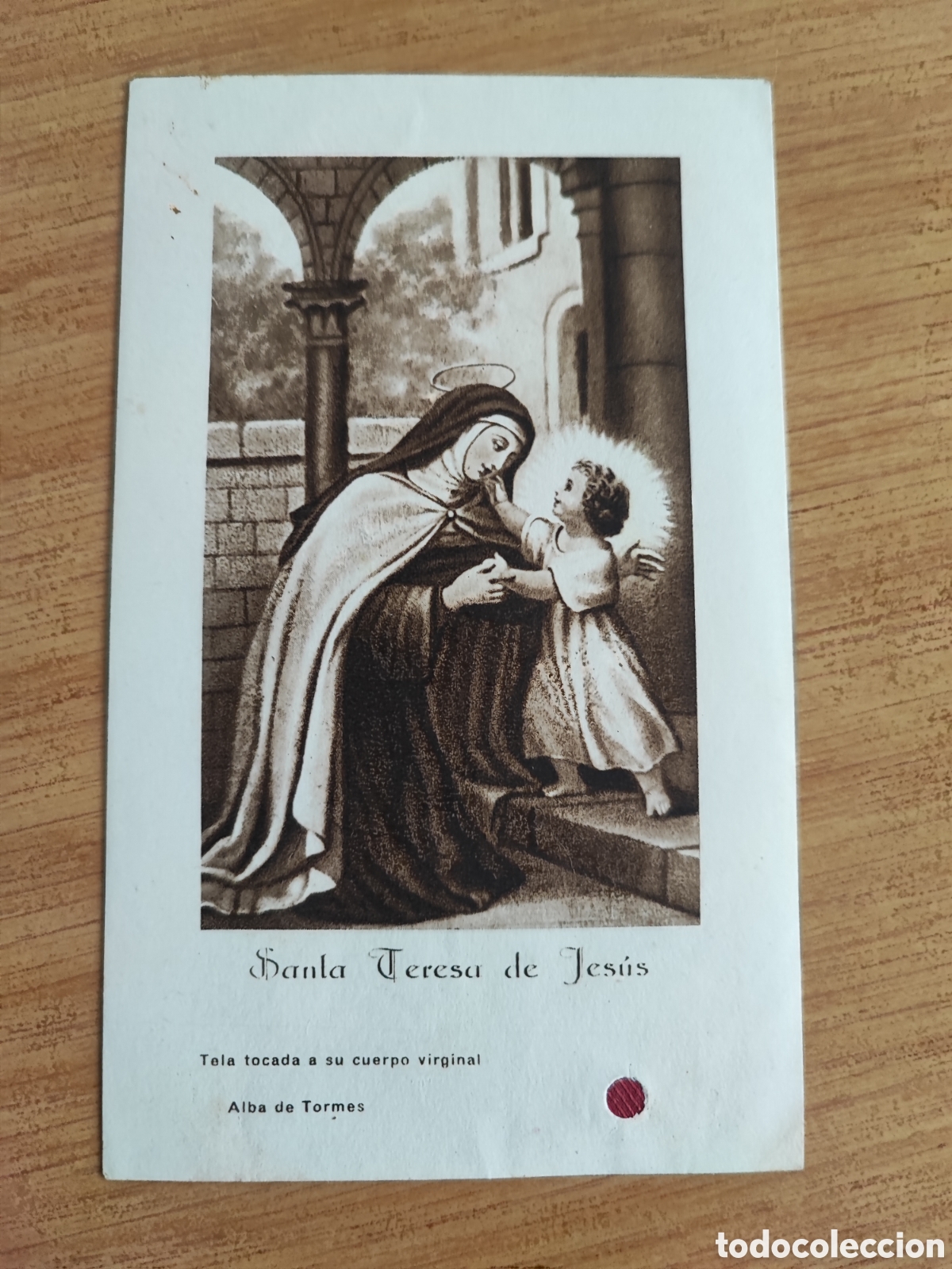 Antig&uuml;edades: Estampa reliquia Santa Teresa de Jes&uacute;s.