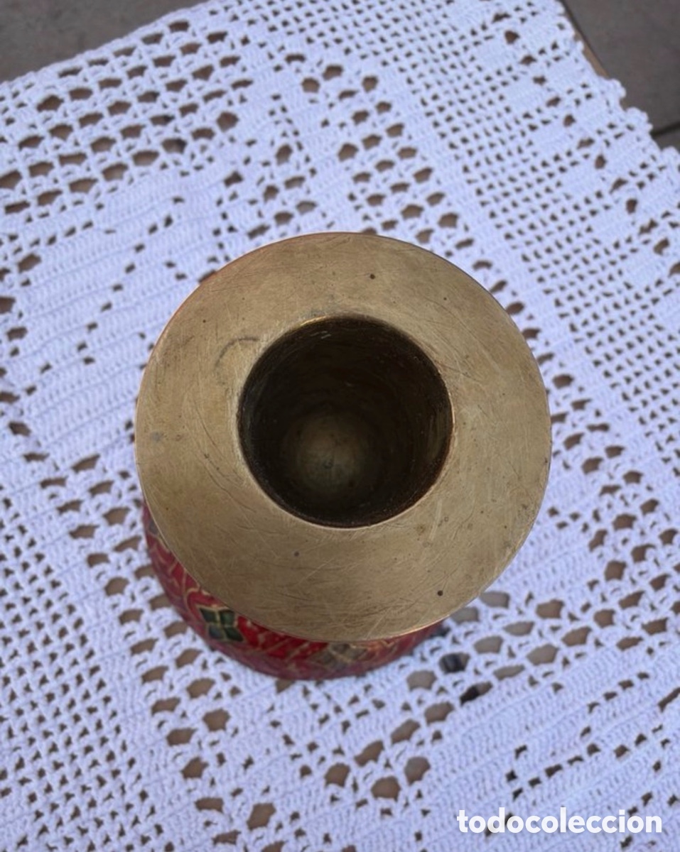 Antig&uuml;edades: Portavelas rojo metal - Foto 2