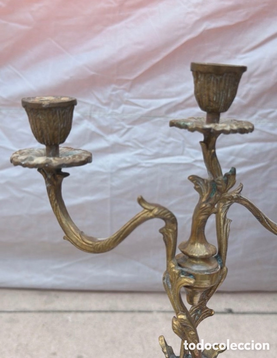 Antig&uuml;edades: Par de candelabros antiguos - Foto 4