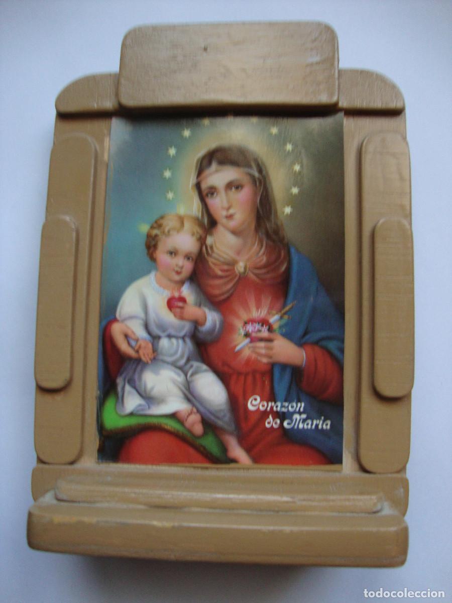 Antig&uuml;edades: MUY BONITO CUADRO DE LA VIRGEN CORAZON DE MARIA DE SOBREMESA DIMENSIONES 15 X 10 cm
