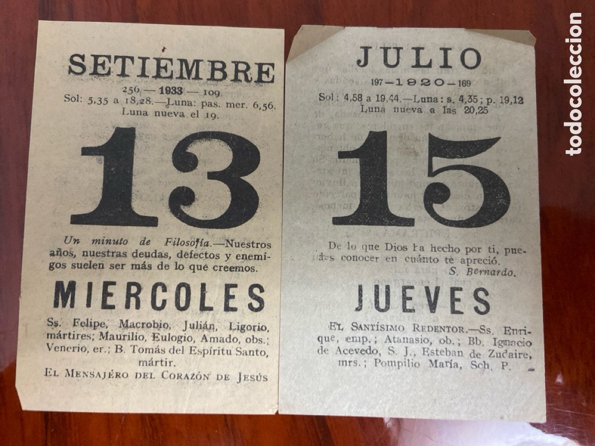 Antiquit&eacute;s: Almanaque del sagrado coraz&oacute;n de jesus 1933 y 1920
