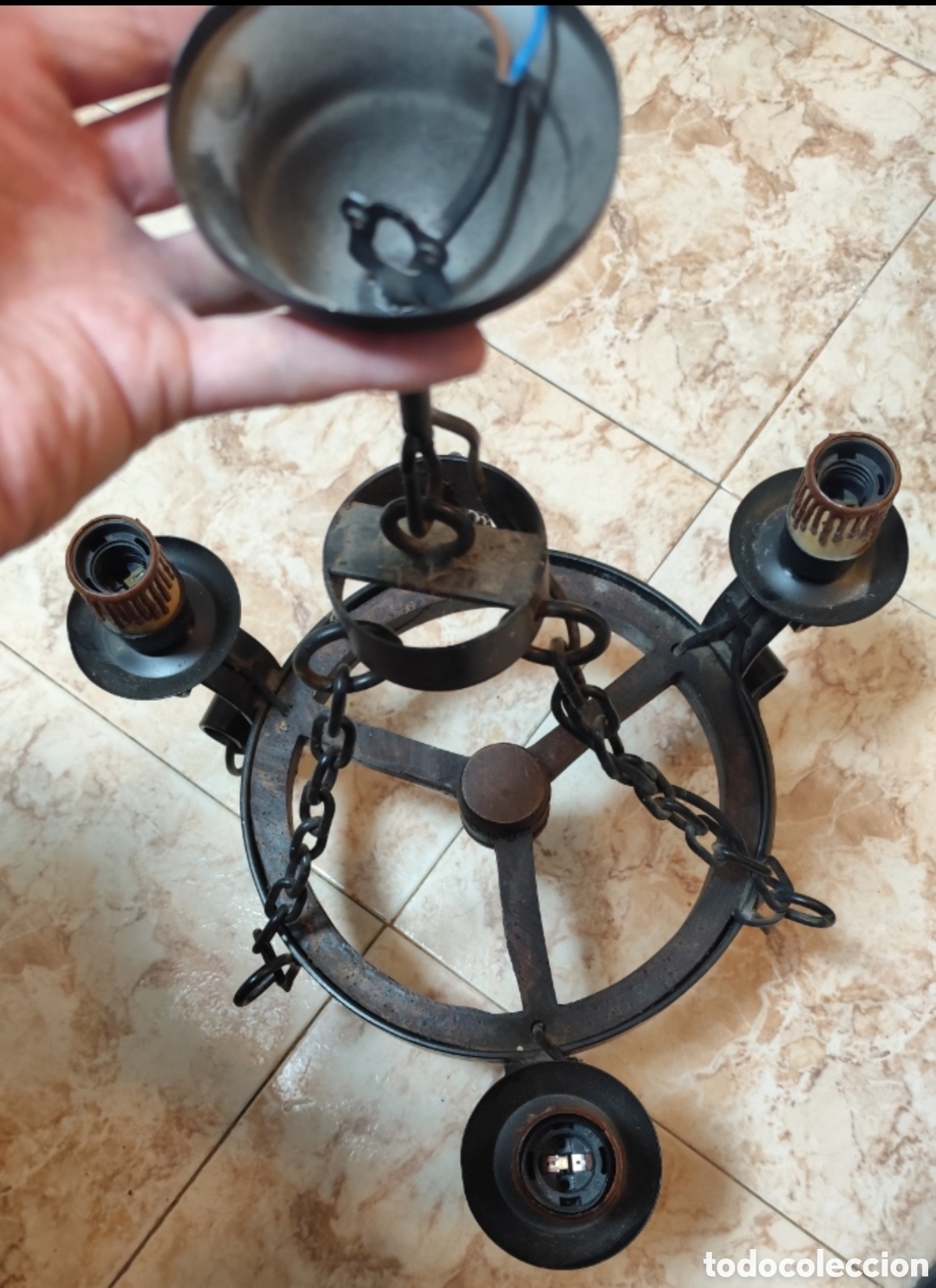 Antig&uuml;edades: Lampara rustica de techo - Foto 2