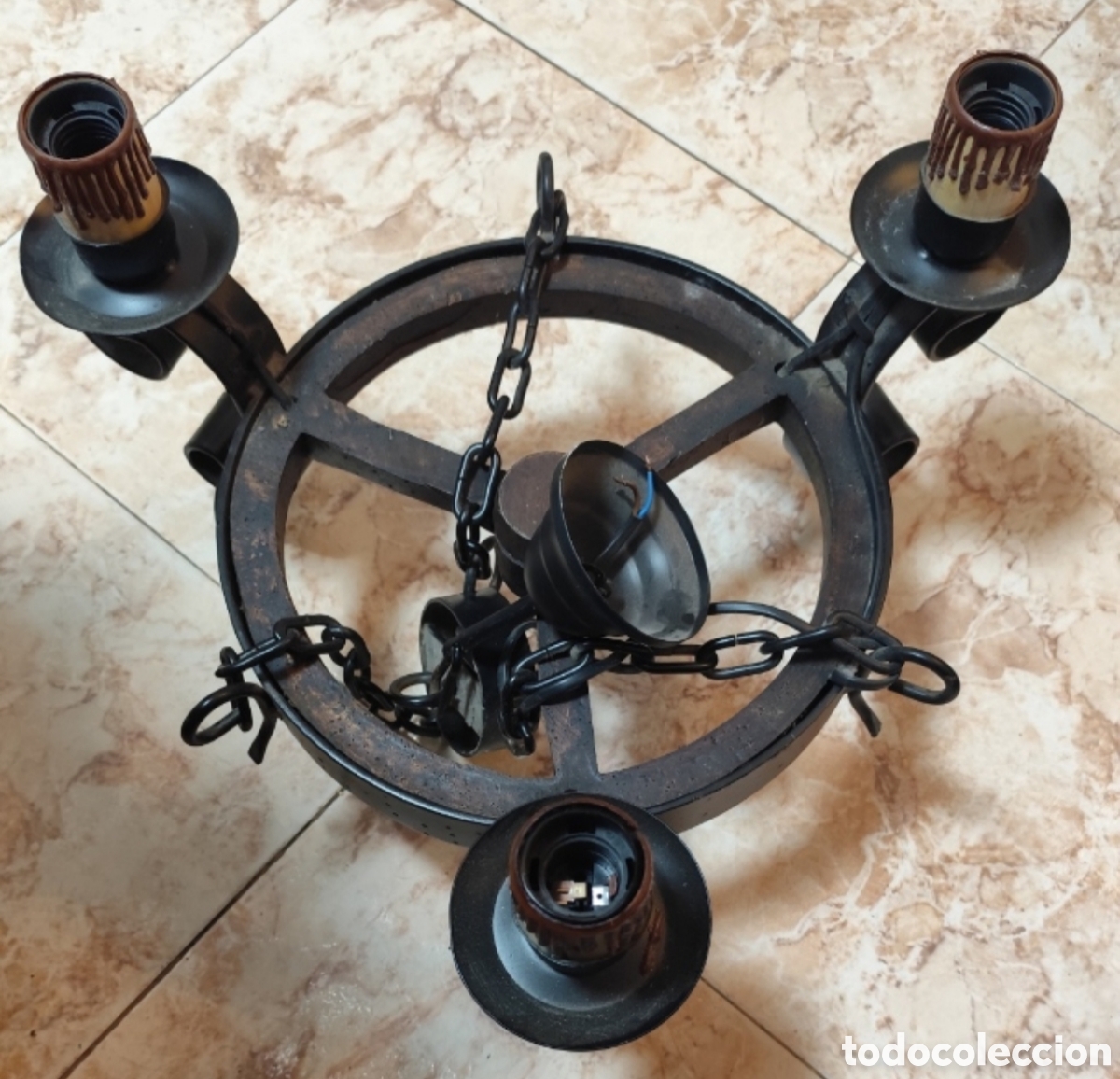 Antig&uuml;edades: Lampara rustica de techo - Foto 3