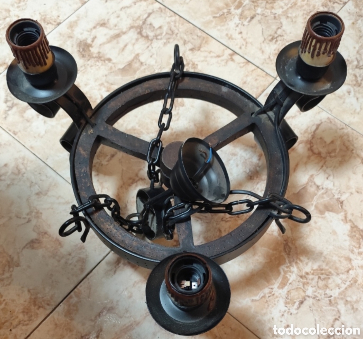 Antig&uuml;edades: Lampara rustica de techo - Foto 5