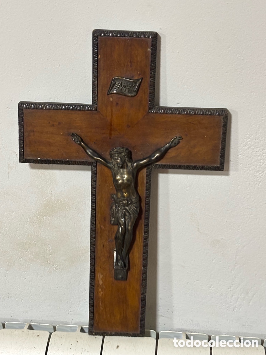 Antig&uuml;edades: Antigua cruz Cristo madera S.XIX