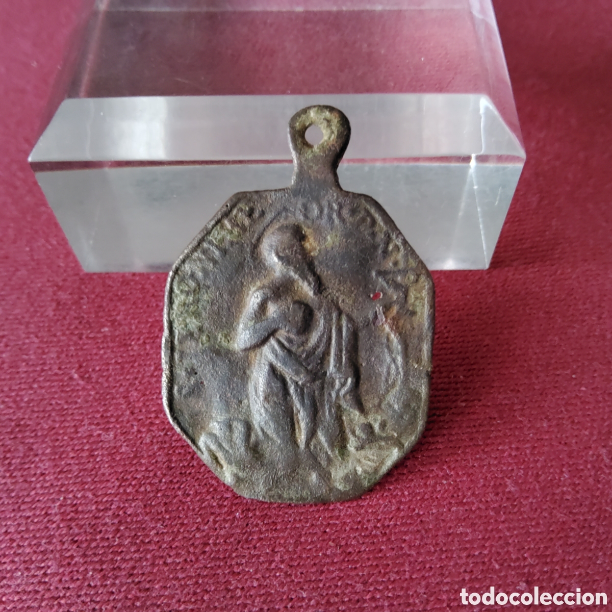 Antig&uuml;edades: ANTIGUA MEDALLA OCTOGONAL DE BRONCE O COBRE DE SAN JER&Oacute;NIMO Y SAN CRIST&Oacute;BAL, SIGLO XVIII
