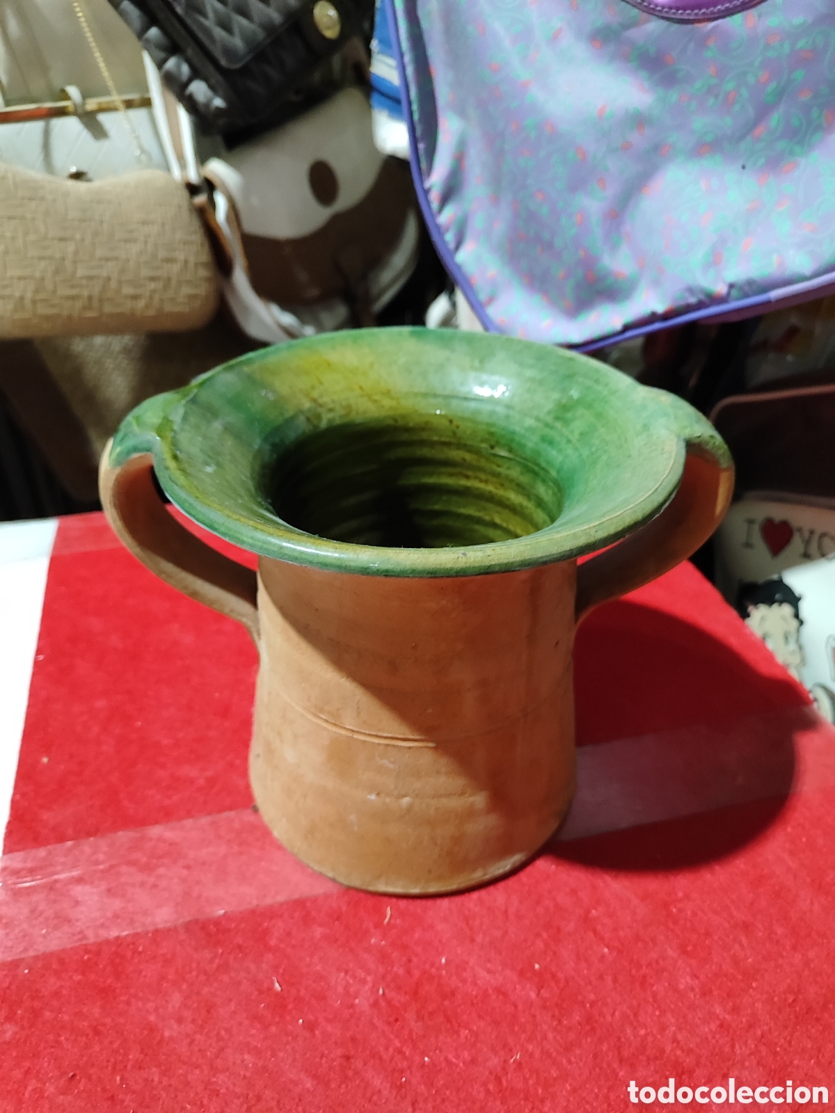 Antig&uuml;edades: Antiguo bacin orinal don pedro de cer&aacute;mica terracota vidriada