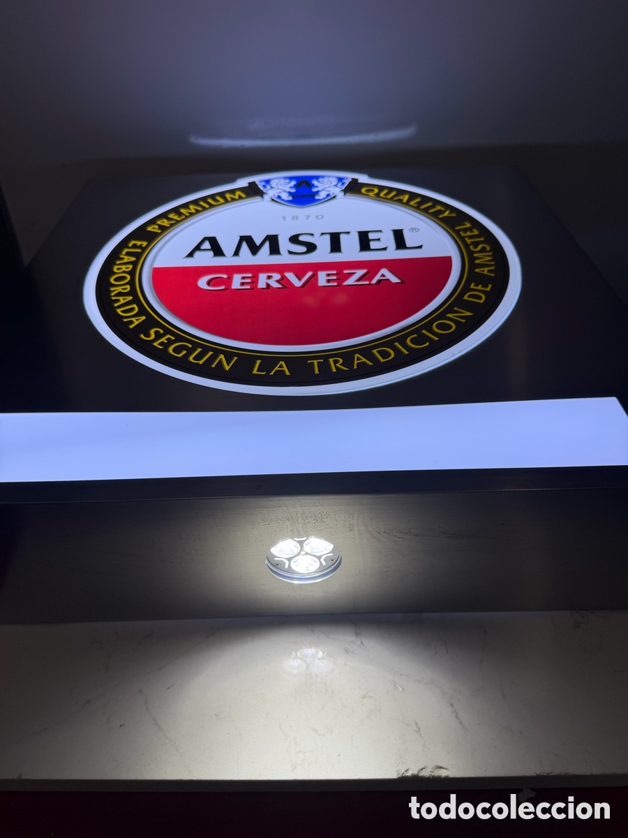Antig&uuml;edades: R&oacute;tulo Luminoso Amstel 50x50 cm - Foto 2