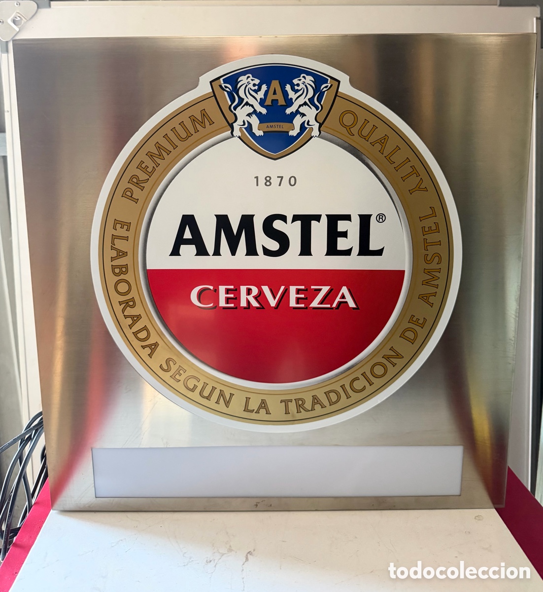 Antig&uuml;edades: R&oacute;tulo Luminoso Amstel 50x50 cm - Foto 4