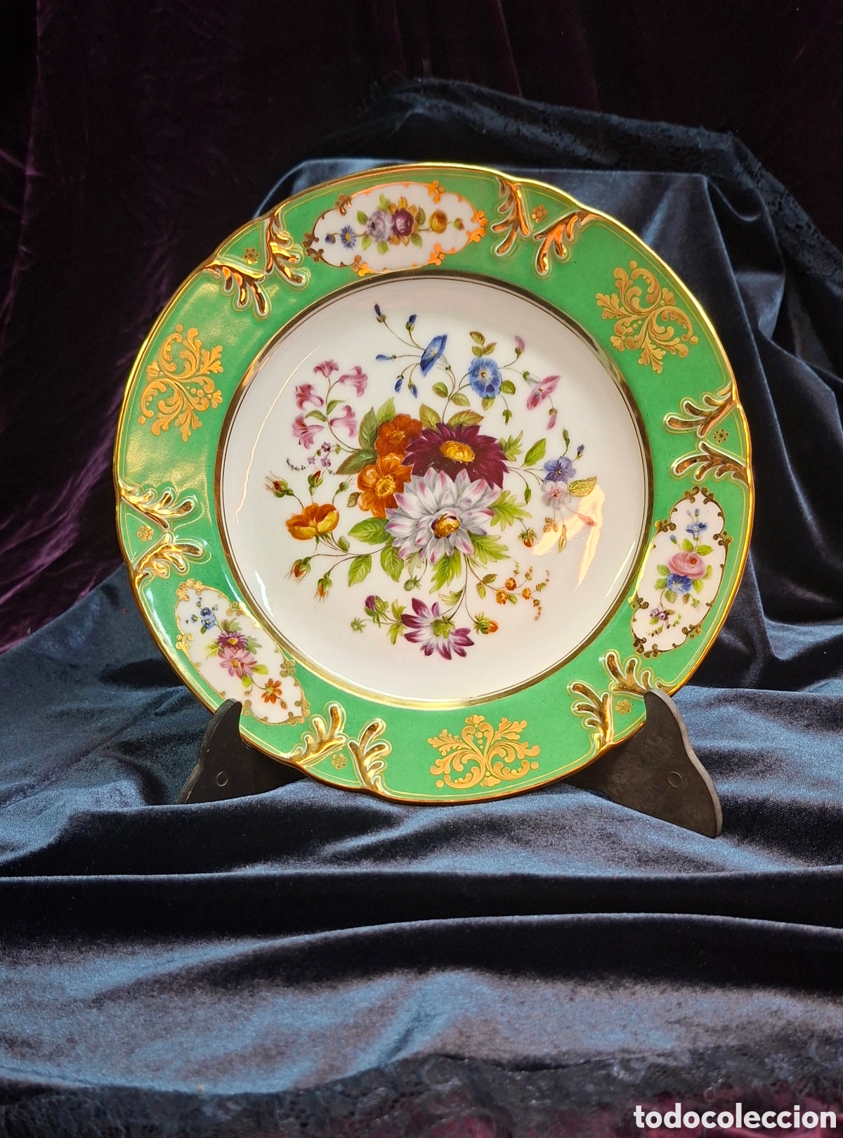 Antig&uuml;edades: Plato porcelana Rihovet Rue de la Paix &bull; Siglo XIX &bull; 24 cm