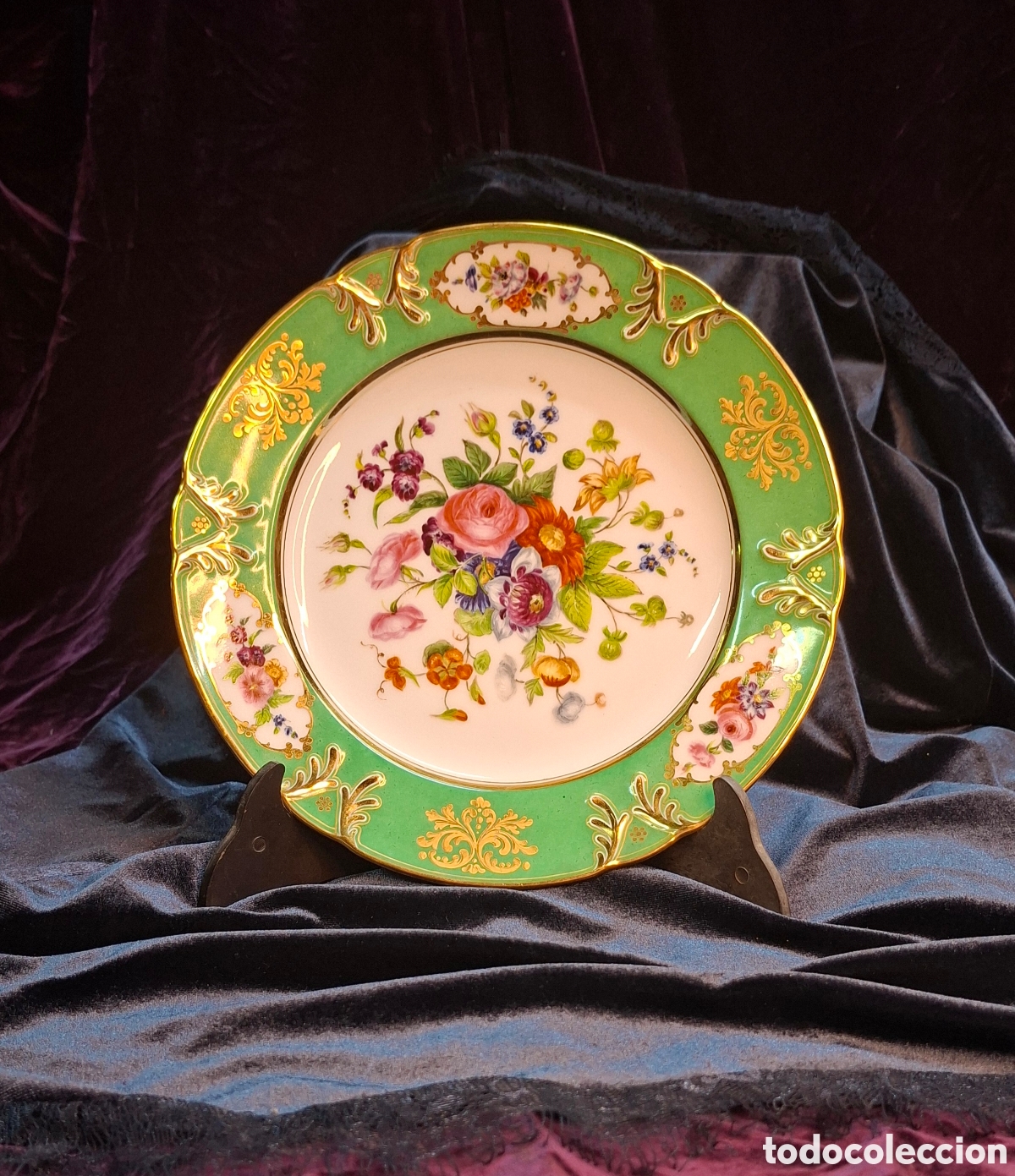 Antig&uuml;edades: Plato porcelana Rihovet Rue de la Paix &bull; Siglo XIX &bull; 24 cm