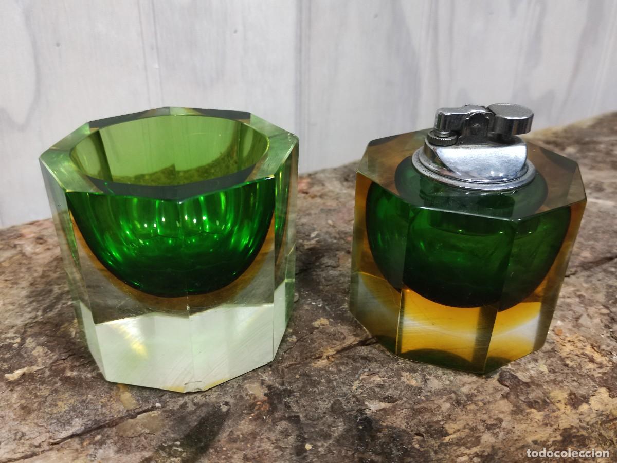 Antig&uuml;edades: Conjunto cenicero y encendedor murano - Foto 1