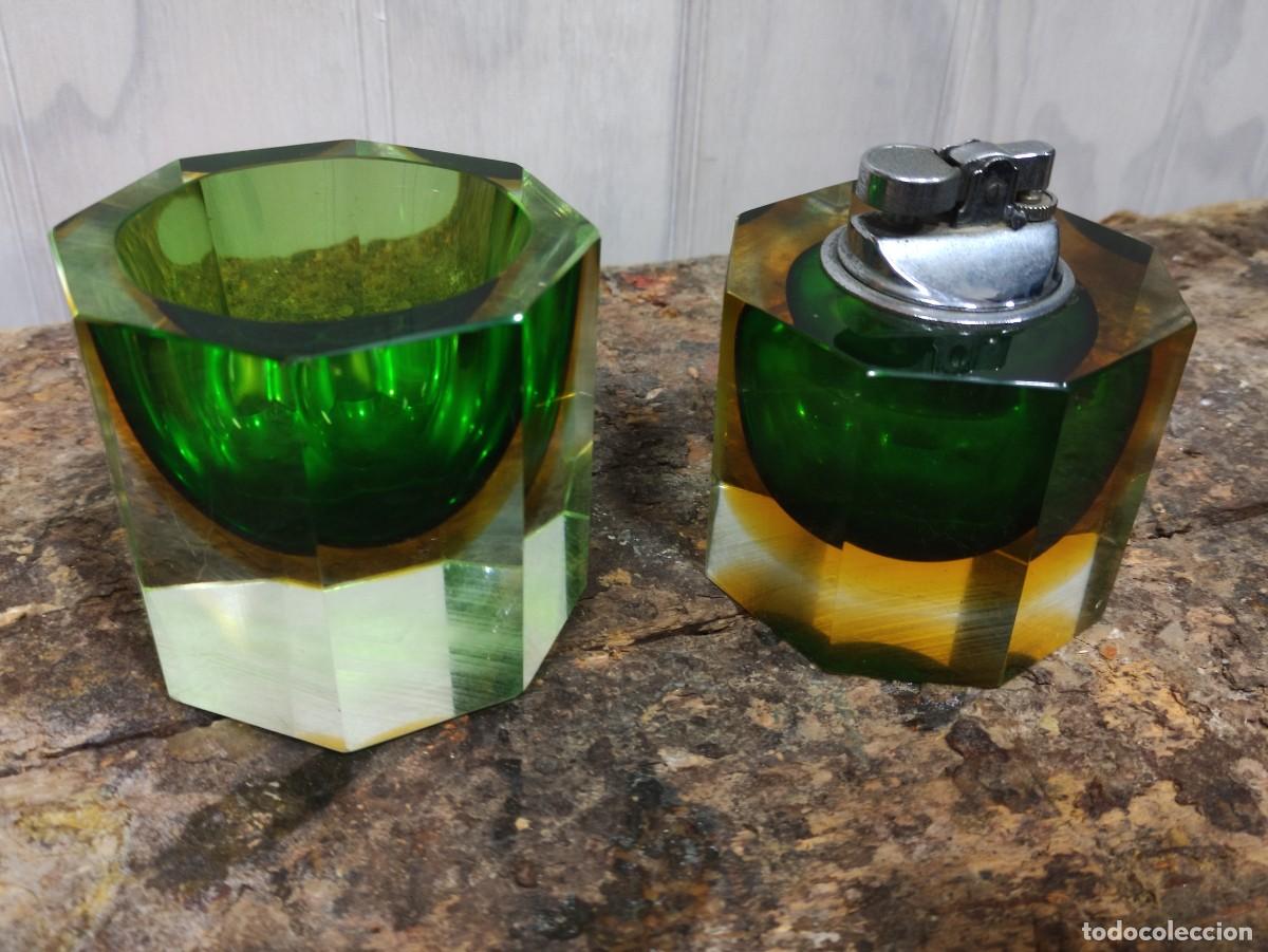 Antig&uuml;edades: Conjunto cenicero y encendedor murano - Foto 3