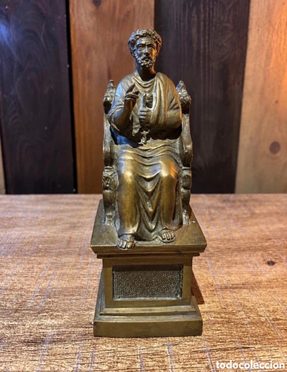 Antig&uuml;edades: Escultura San Pedro de Roma en Bronce - Arte Sacro Vintage