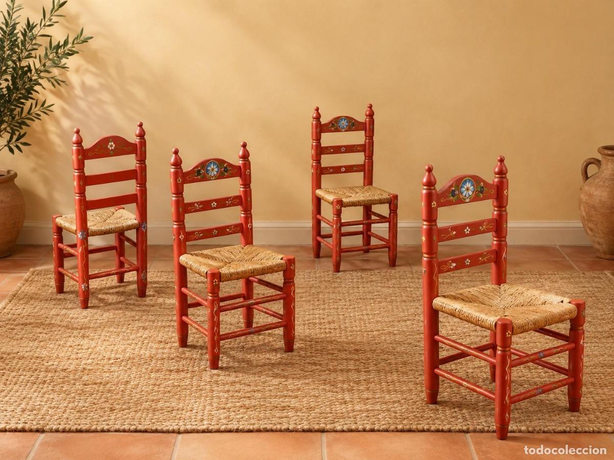 Antig&uuml;edades: Sillas de madera arte floral