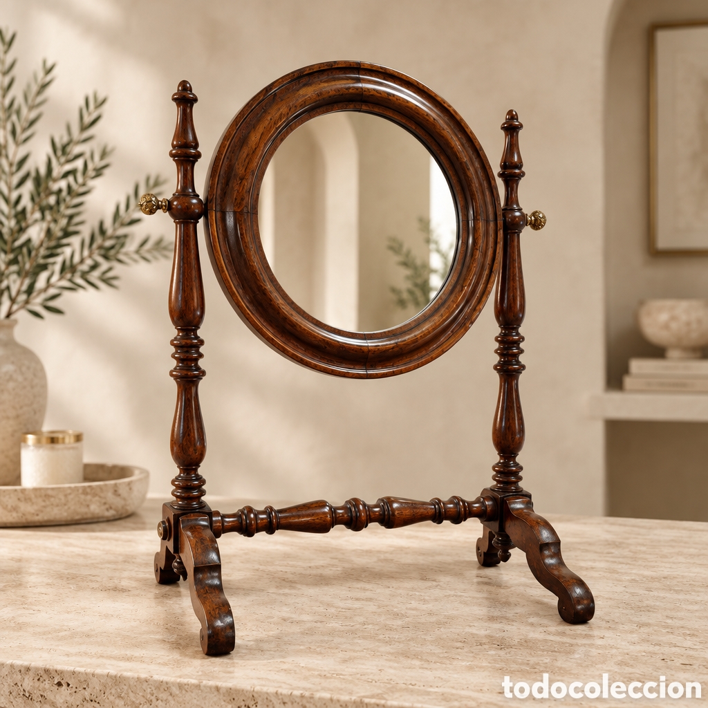 Antig&uuml;edades: ELEGANTE ESPEJO OSCILANTE DE TOCADOR ELABORADO EN MADERA CAOBA 44CM ANCHO 62CM ALTO 34CM FONDO
