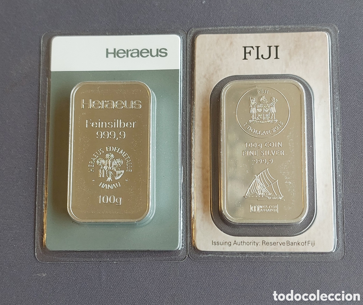 Antig&uuml;edades: Dos lingotes de 100 gr de Plata 999 - Foto 1