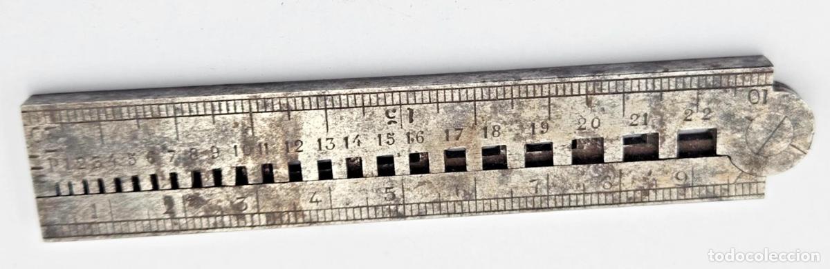Antig&uuml;edades: INSTRUMENT MESURE JAUGE PLIANTE DOUBLE DECIMETRE EN ACIER DITE DE PARIS