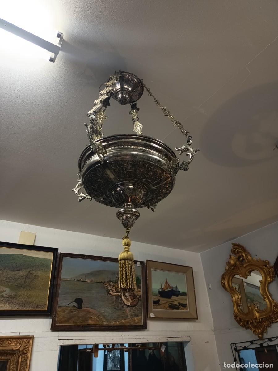 Antig&uuml;edades: L&aacute;mpara aceitera plateada -Votiva - Foto 7