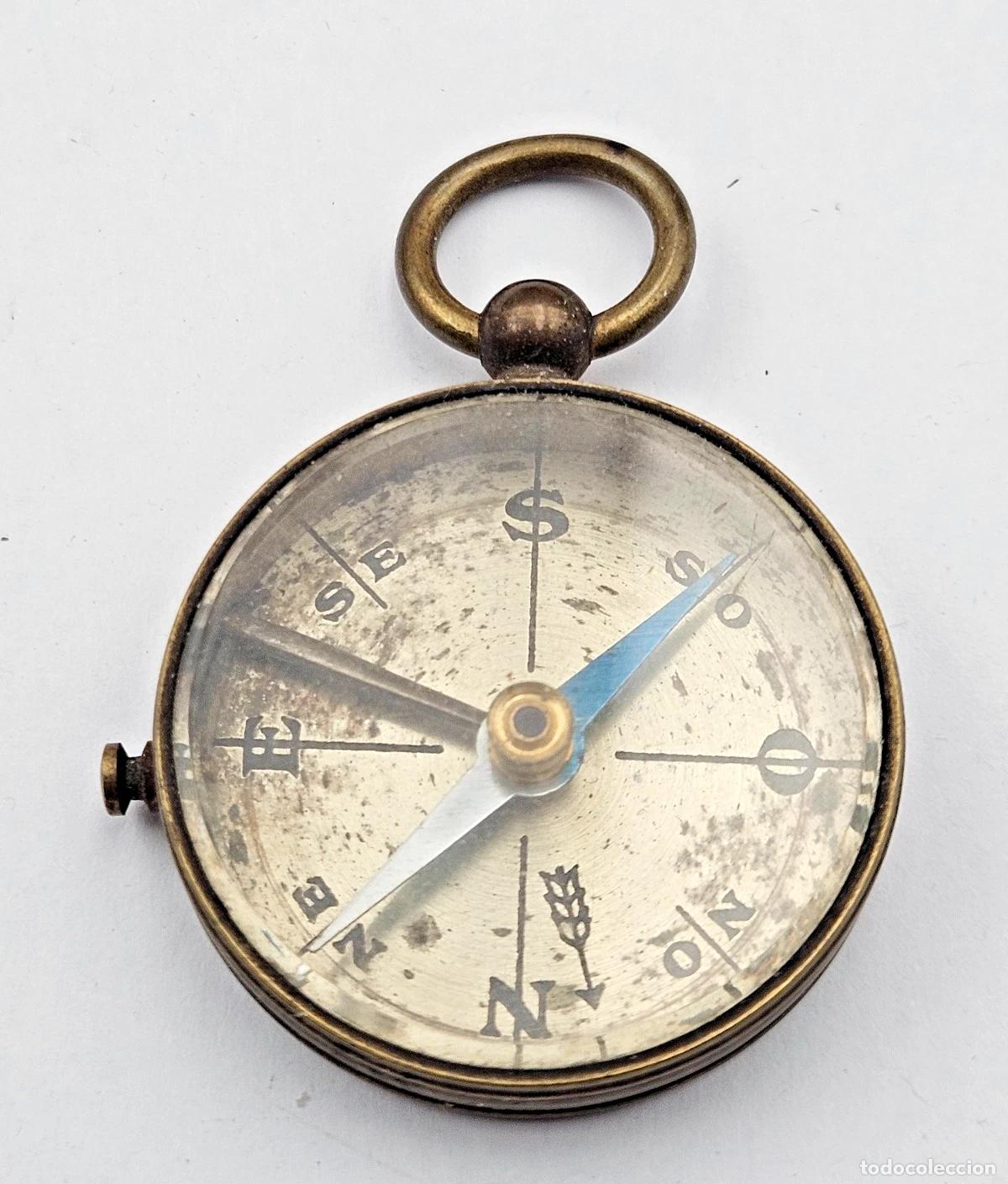 Antig&uuml;edades: ANCIENNE BOUSSOLE VERRE BISEAUT&Eacute; LAITON DIAMETRE 3.40 CM FONCTIONNE