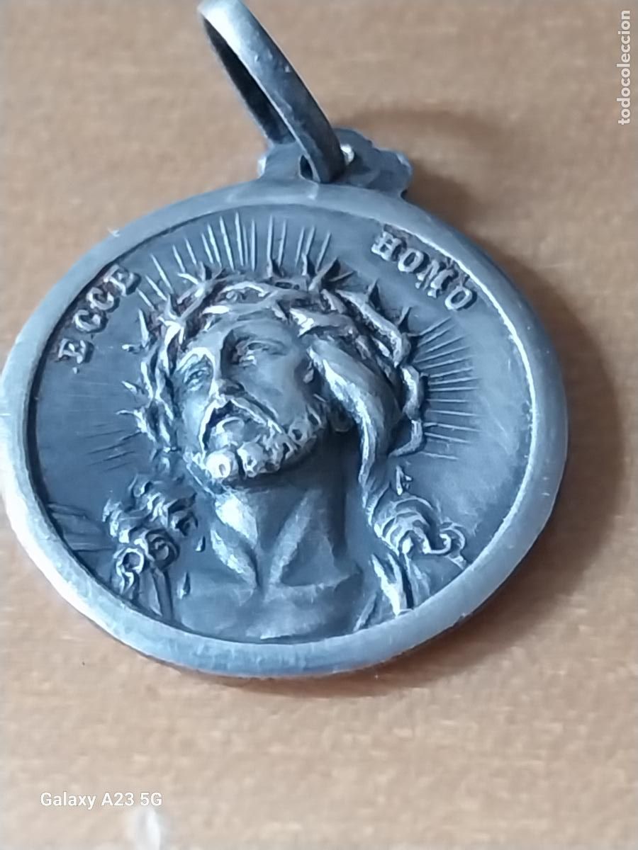 Antig&uuml;edades: ECCE HOMO VIRGEN DEL ROSARIO DE FATIMA MEDALLA 1.76CMS RELIEVE PRECIOSA P&Aacute;TINA