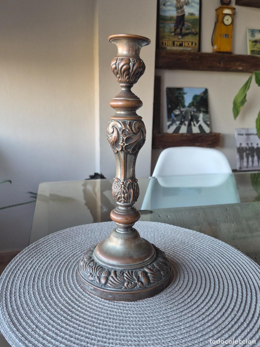 Antig&uuml;edades: Candelabro bronce con antiguo ba&ntilde;o de plata