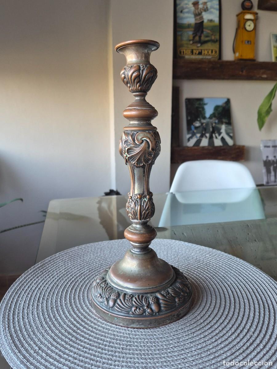 Antig&uuml;edades: Candelabro bronce con antiguo ba&ntilde;o de plata - Foto 2