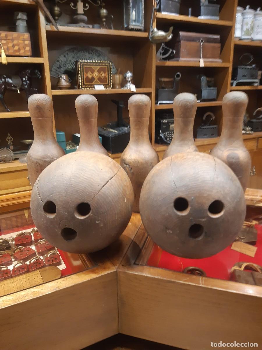 Antig&uuml;edades: JUEGO DE BOLOS DE MADERA ANTIGUO. ESPECTACULAR