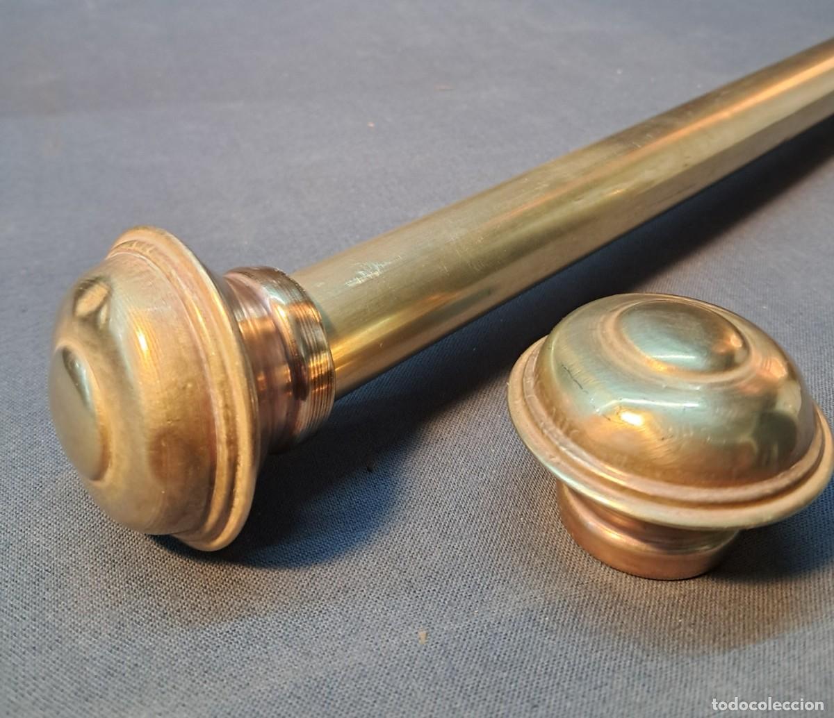 Antig&uuml;edades: BARRA DE CORTINA ANTIGUA Y ACCESORIOS DE BRONCE O LATON