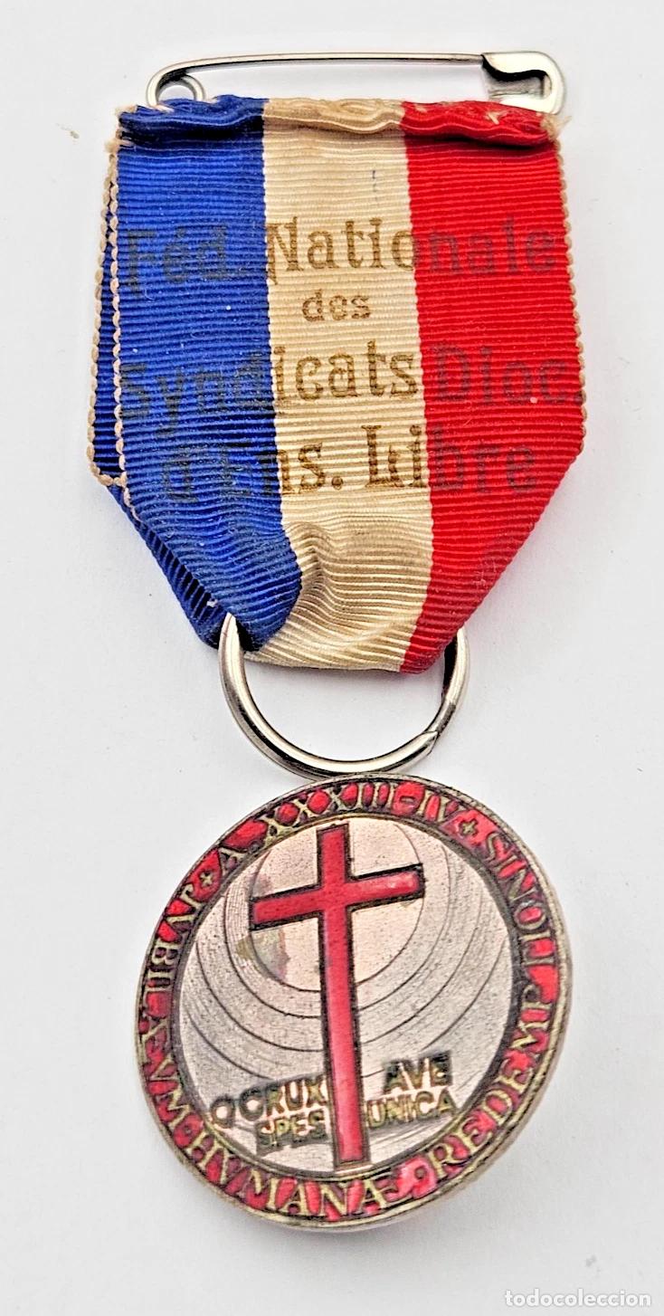 Antig&uuml;edades: RUBAN MEDAILLE FEDERATION NATIONALE CROIX O CRUXAVE SPES UNICA EMAILLEE MILANO