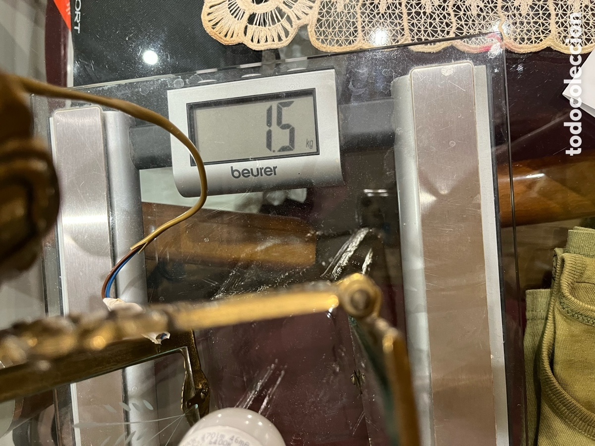 Antig&uuml;edades: L&aacute;mpara de techo con forma de farol de bronce con cristales - Foto 2