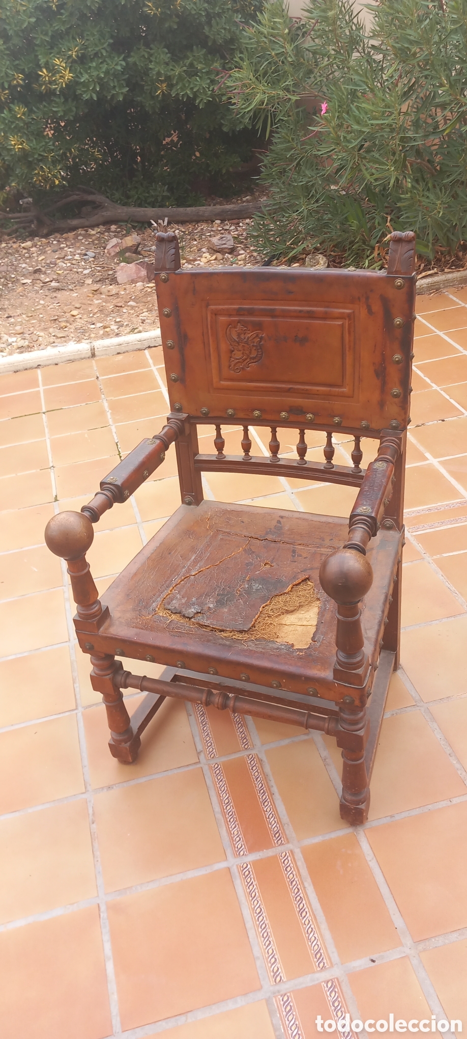 Antig&uuml;edades: Sill&oacute;n Frailero Antiguo - Madera y Cuero8