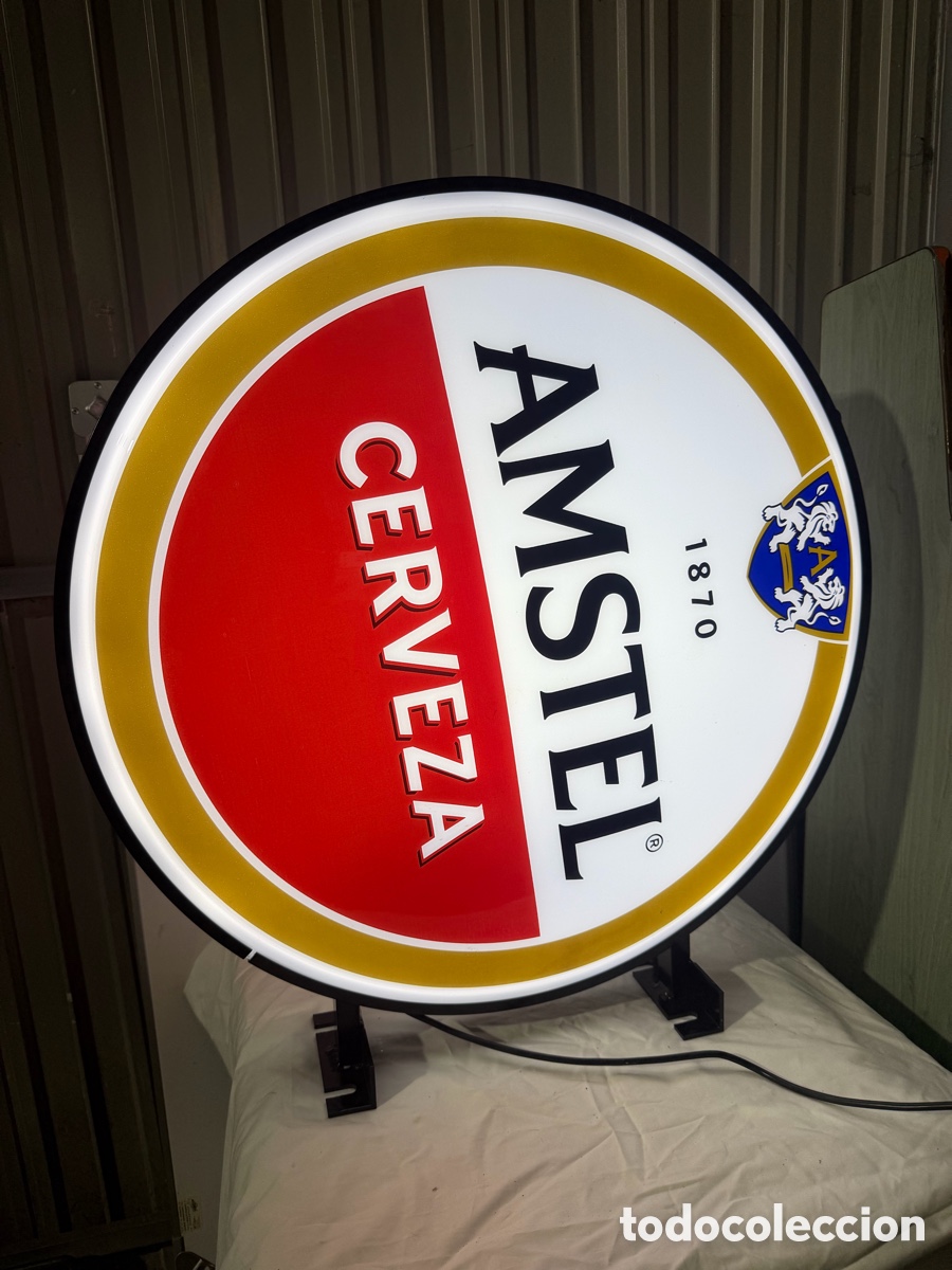 Antig&uuml;edades: R&oacute;tulo Luminoso Amstel 74 cm - Foto 1